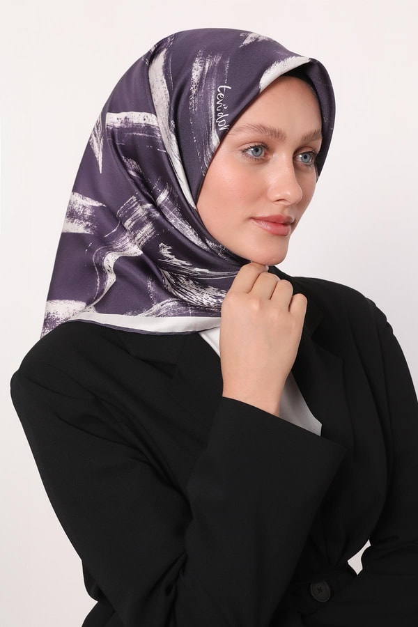 LevidorMor Fırça İzi Desen Twill İpek Eşarp