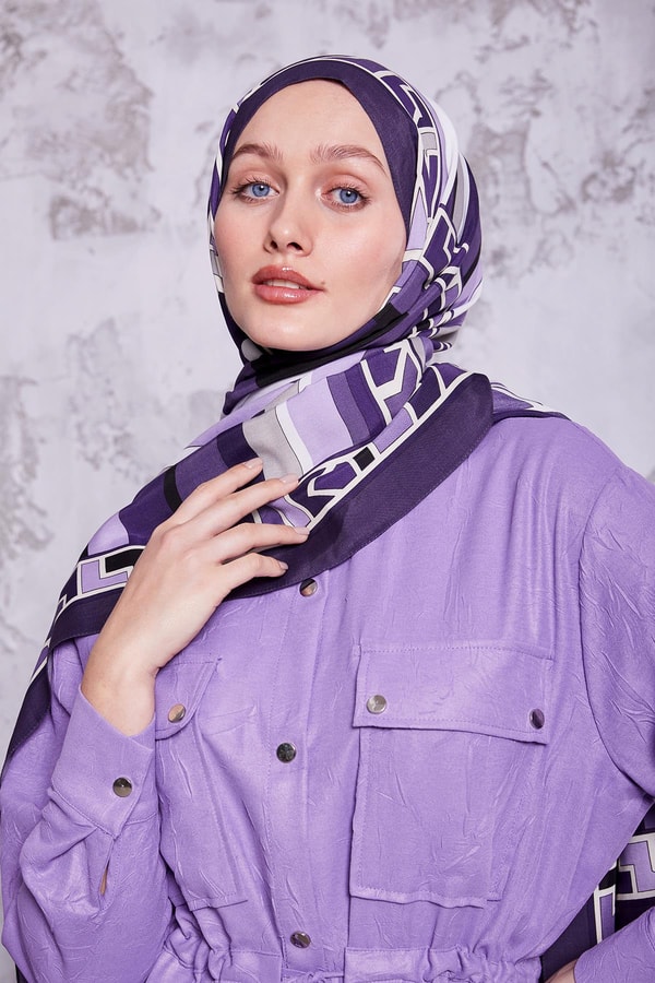 LevidorMor Geometrik Desen Royal Şal