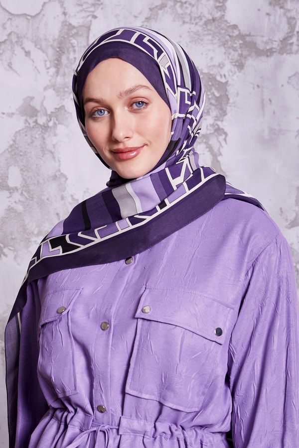 LevidorMor Geometrik Desen Royal Şal