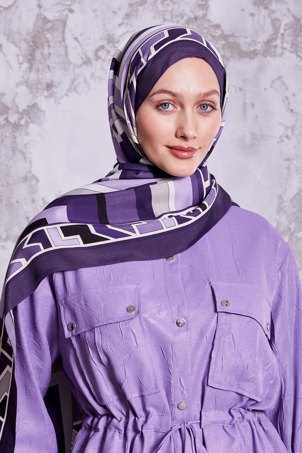 LevidorMor Geometrik Desen Royal Şal