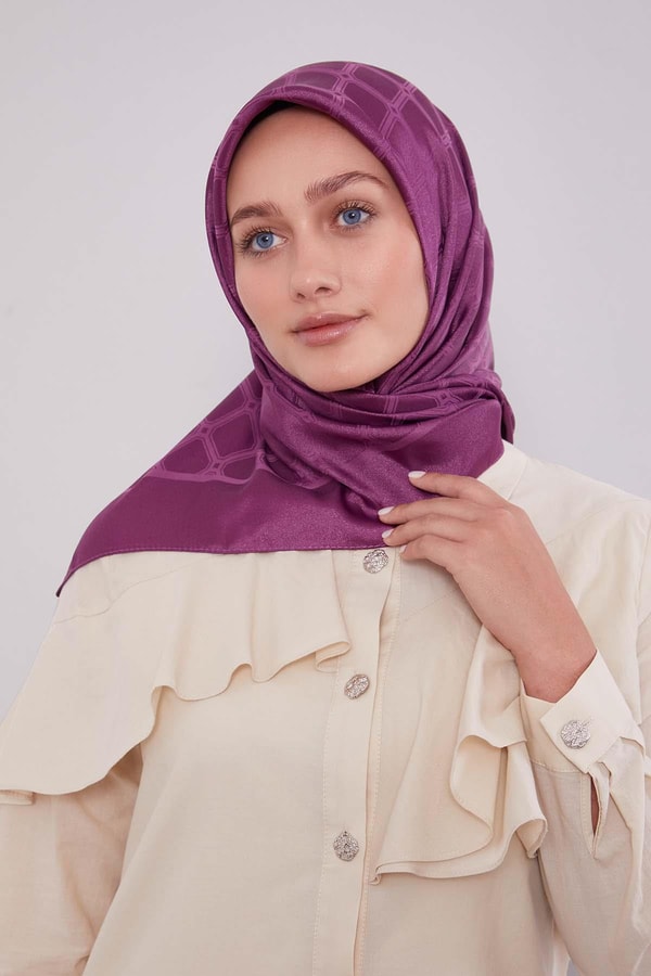 LevidorMor Geometrik Kristal Jakar Eşarp