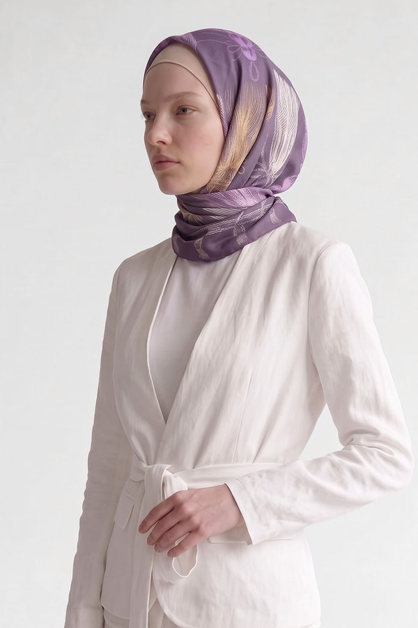 LevidorMor Halat Desenli Marvella Eşarp