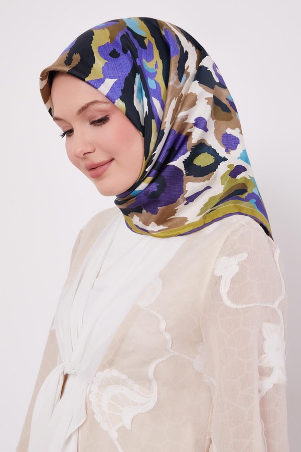 LevidorMor Kamuflaj Desen Twill İpek Eşarp