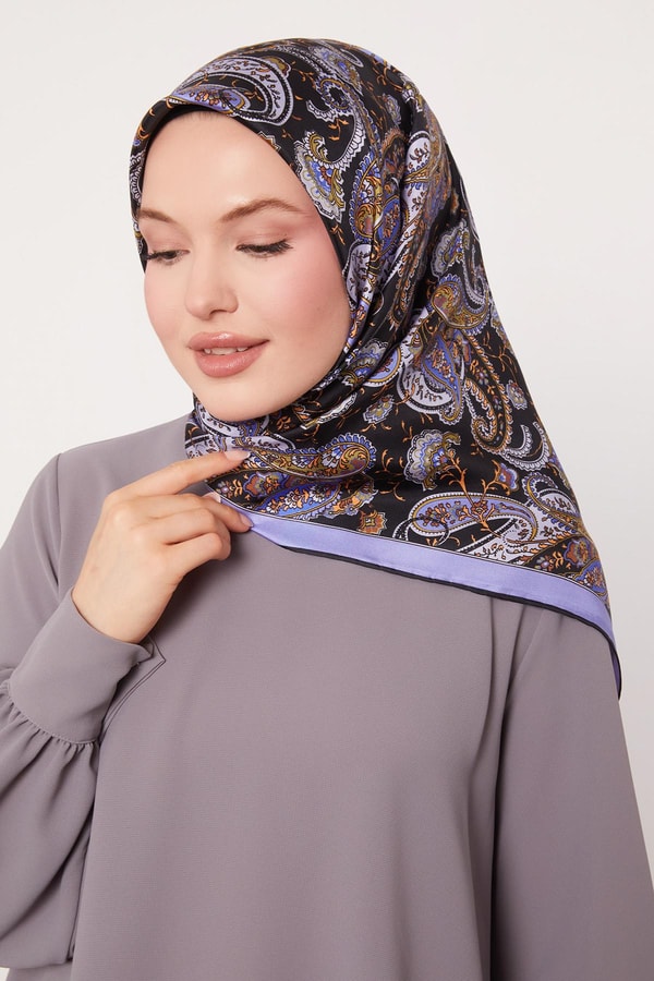 LevidorMor Karışık Retro Twill İpek Eşarp