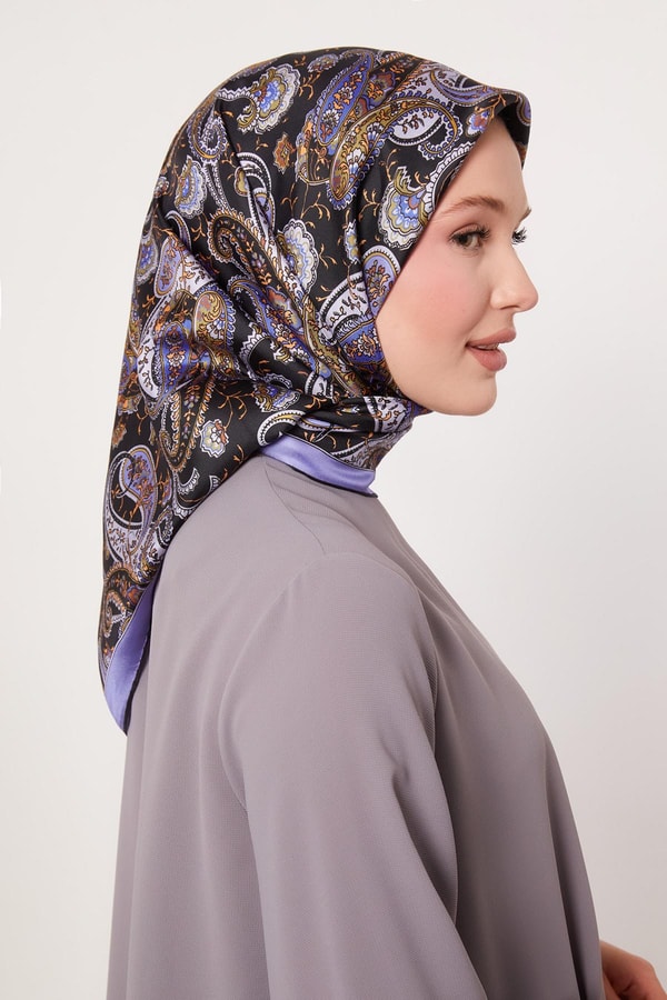 LevidorMor Karışık Retro Twill İpek Eşarp