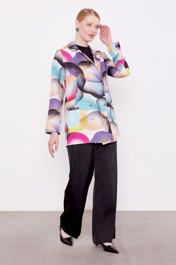 LevidorMor Kruvaze Desenli Ceket