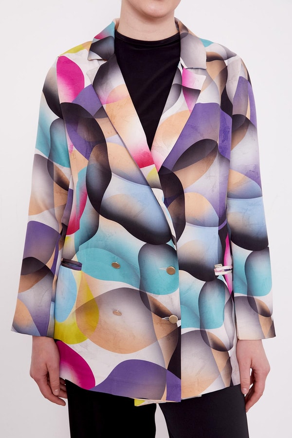 LevidorMor Kruvaze Desenli Ceket