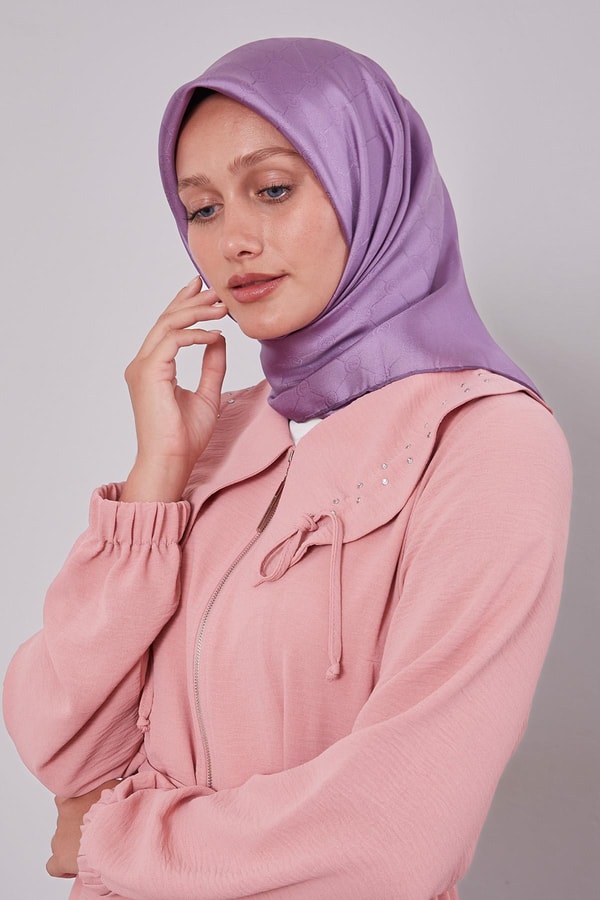 LevidorMor L Desen Monogram İpek Eşarp