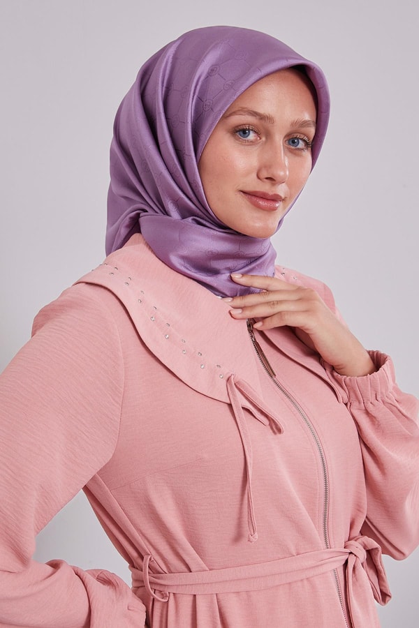 LevidorMor L Desen Monogram İpek Eşarp