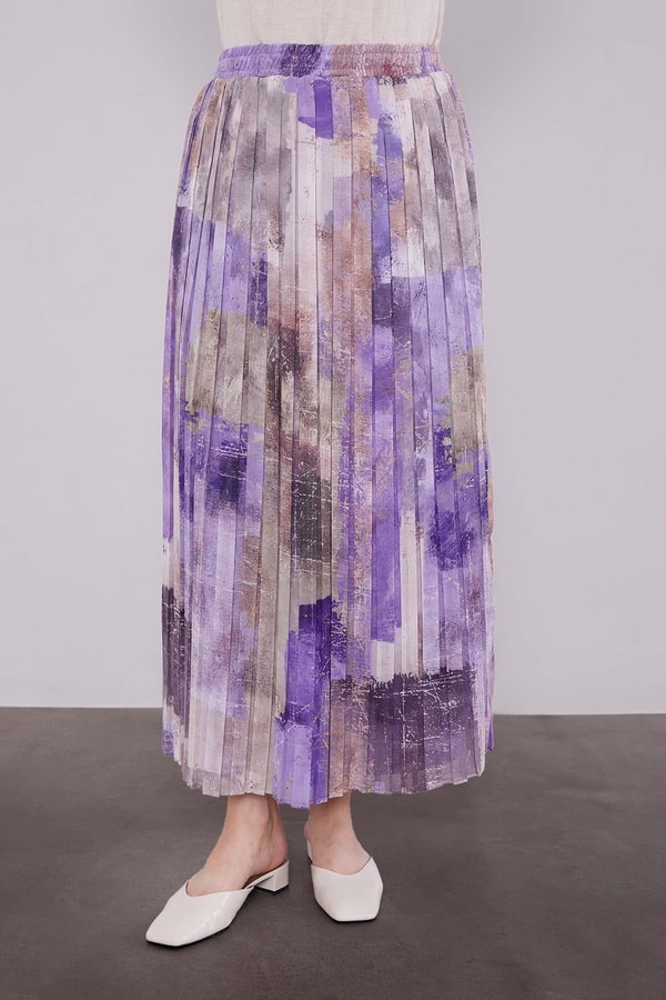 LevidorMOR-LİLA Bel Büzgülü Etek Takım