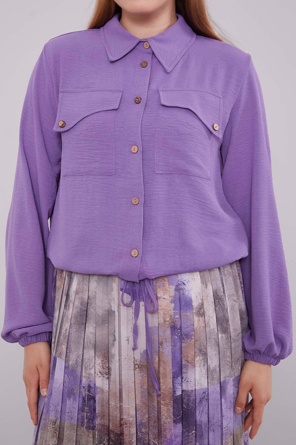 LevidorMOR-LİLA Bel Büzgülü Etek Takım