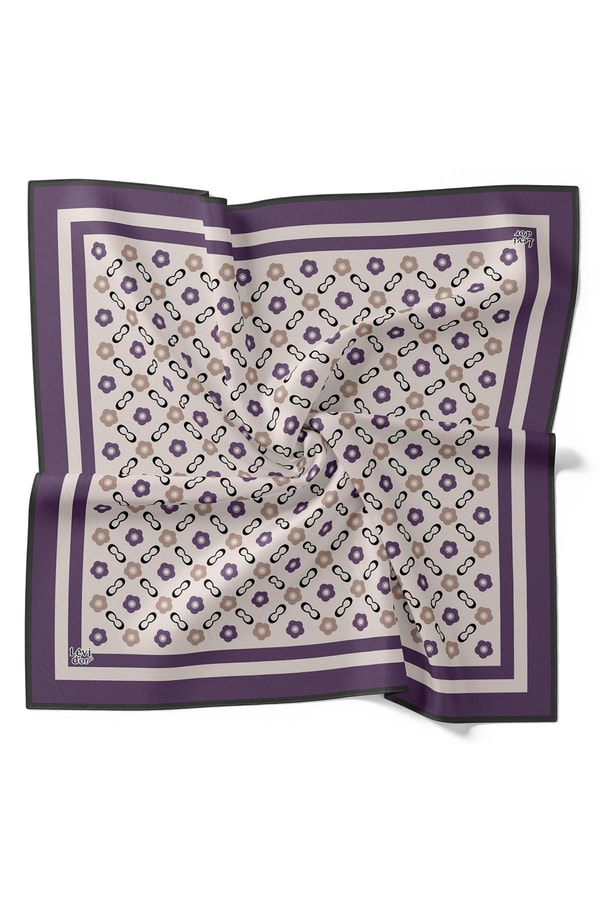 LevidorMor Papatya Desen Twill İpek Eşarp