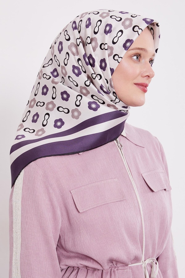 LevidorMor Papatya Desen Twill İpek Eşarp