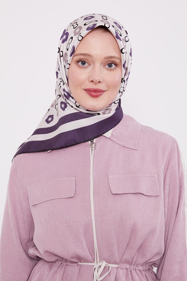 LevidorMor Papatya Desen Twill İpek Eşarp