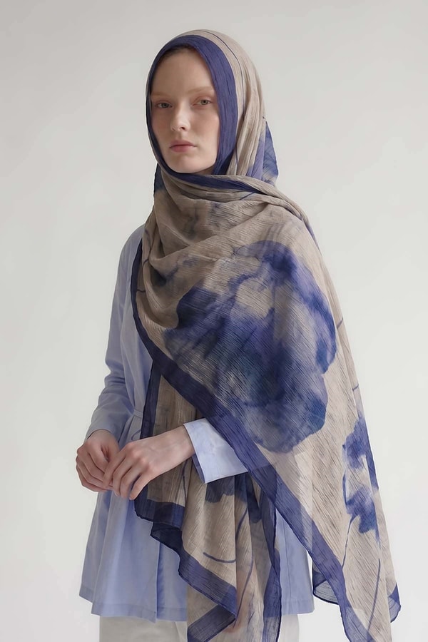 LevidorMor Pastel Boya Desen Müslin Şal