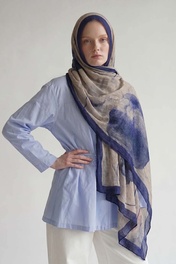 LevidorMor Pastel Boya Desen Müslin Şal