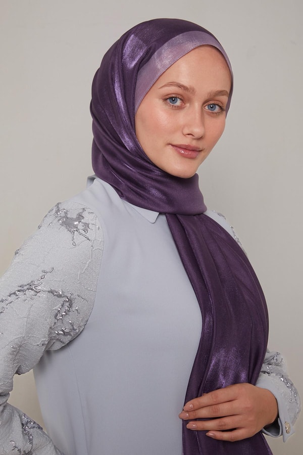 LevidorMor Şerit Desen Kehribar Şal