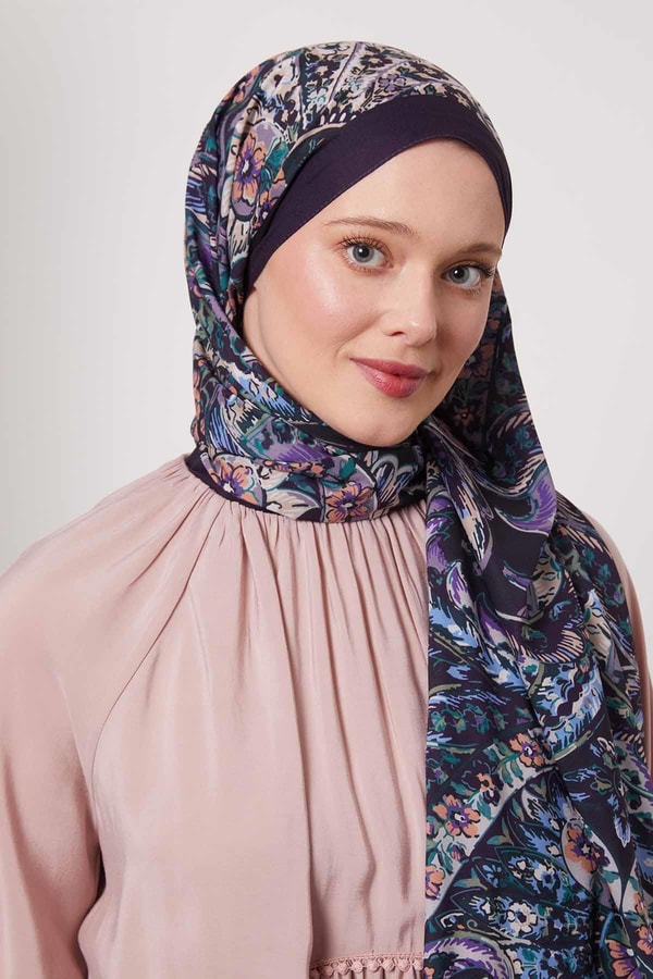 LevidorMor Soyut Çiçek Desen Love Şal