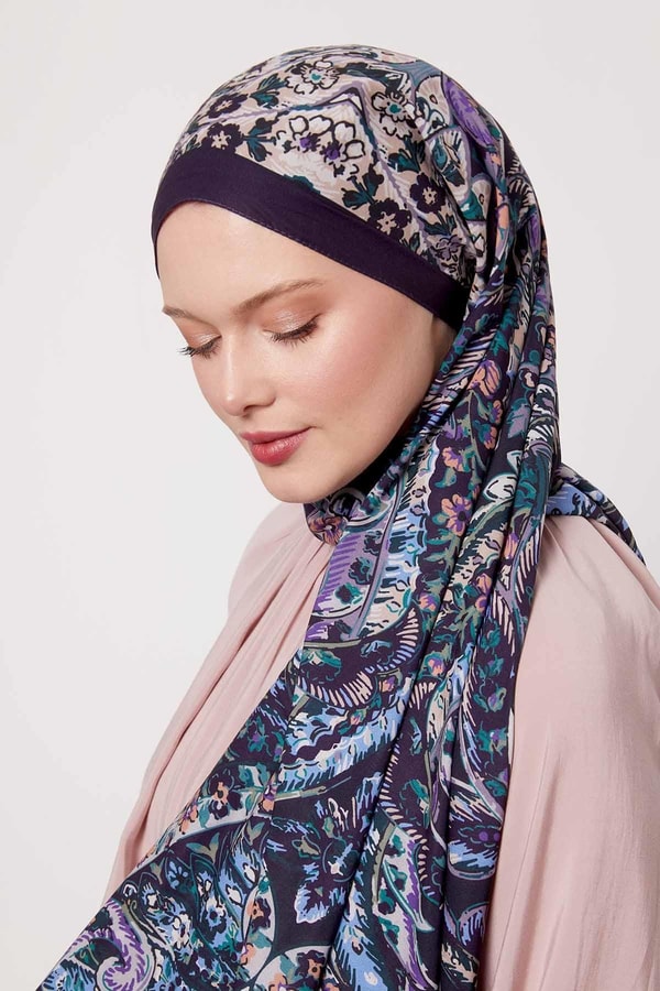 LevidorMor Soyut Çiçek Desen Love Şal