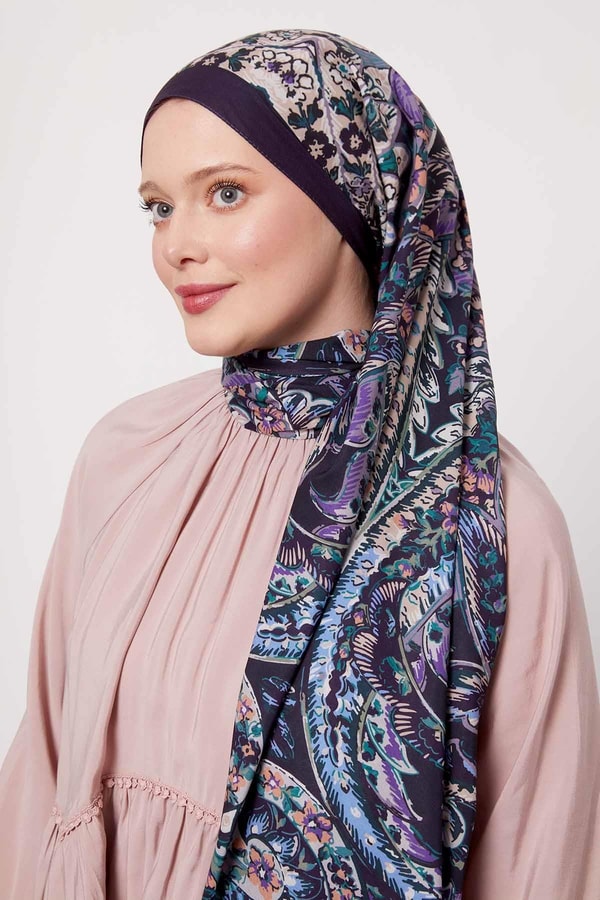 LevidorMor Soyut Çiçek Desen Love Şal