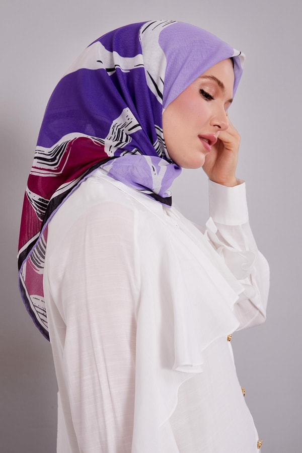 LevidorMor Soyut Desen Soft Eşarp