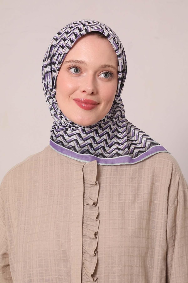 LevidorMor Zigzag Desen Soft Eşarp