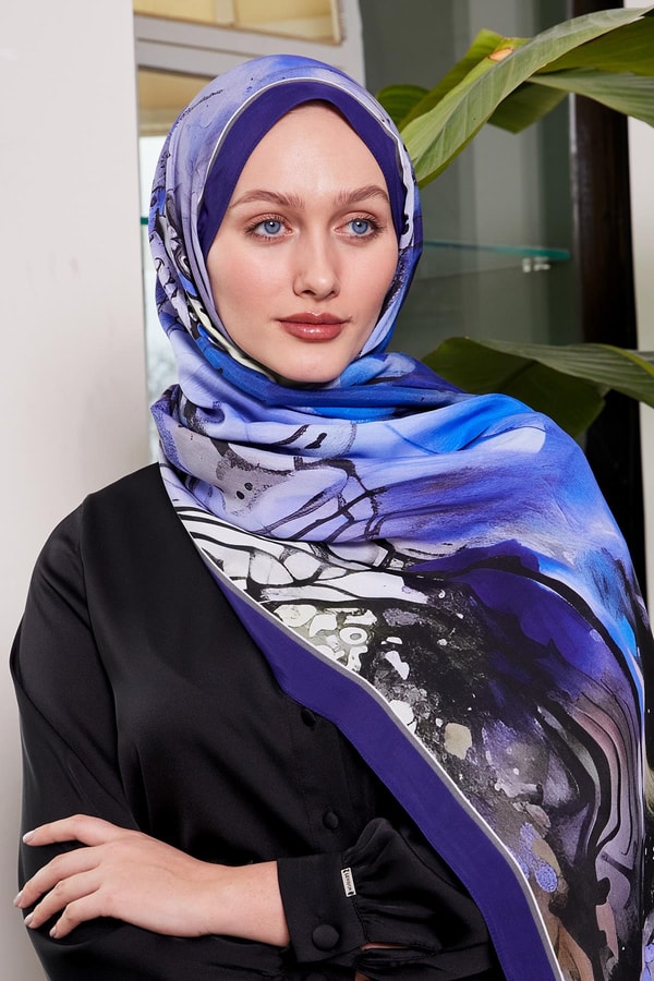 LevidorMorcivert Ebruli Desen Royal Şal