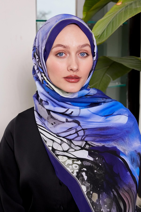 LevidorMorcivert Ebruli Desen Royal Şal