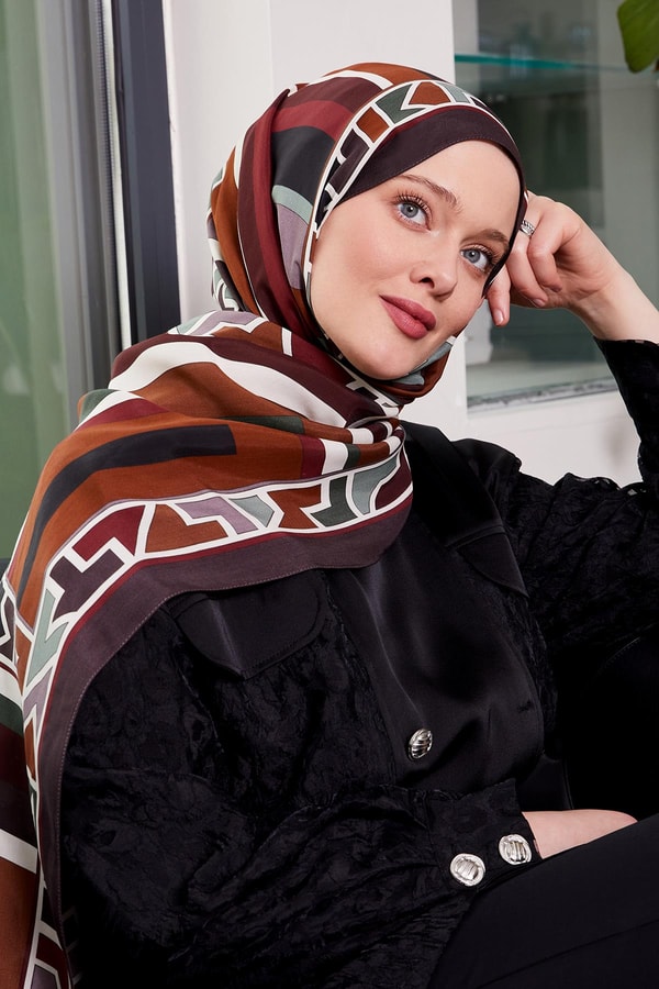 LevidorMürdüm Geometrik Desen Royal Şal