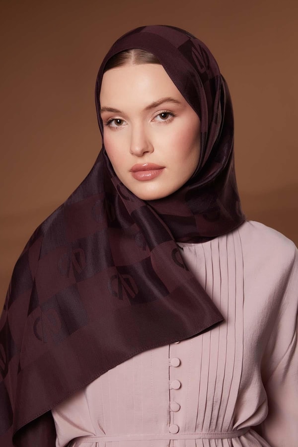 LevidorMürdüm Kare LVD Baskılı Naia Jakar Şal