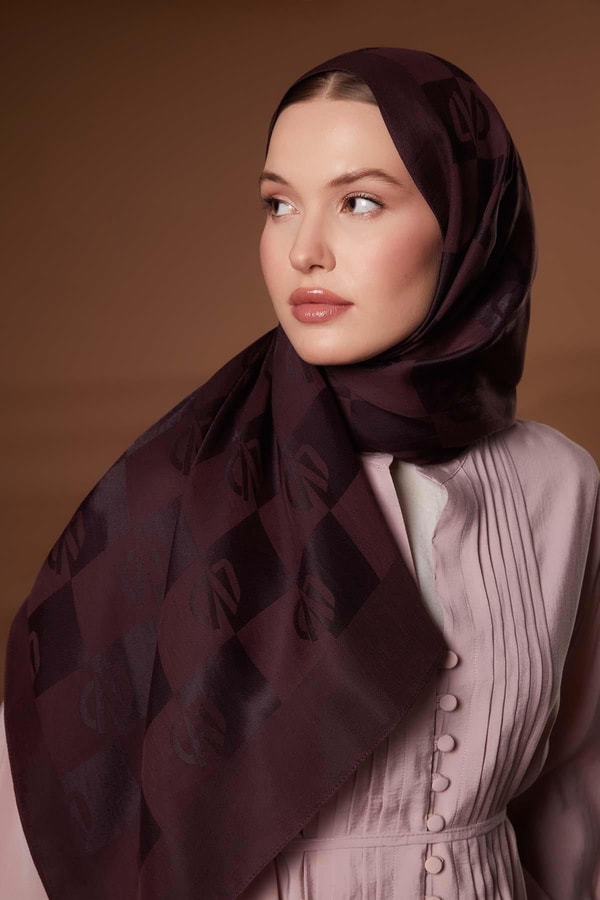 LevidorMürdüm Kare LVD Baskılı Naia Jakar Şal