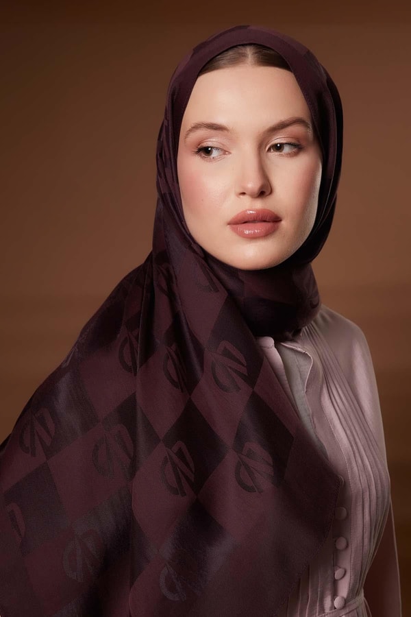 LevidorMürdüm Kare LVD Baskılı Naia Jakar Şal