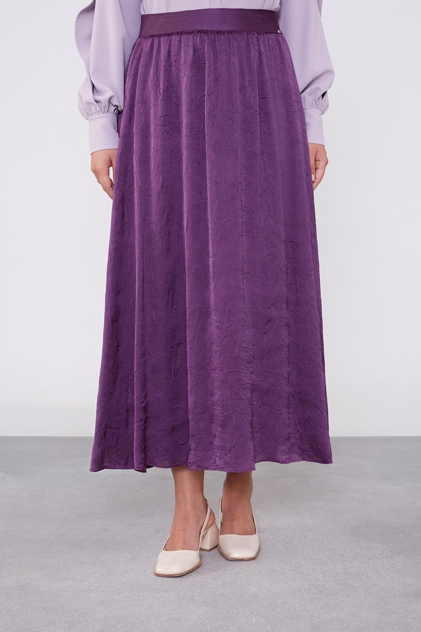 LevidorMürdüm Kraş Desen Saten Etek