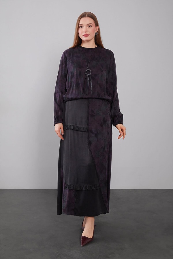 LevidorMürdüm Mini Fırfır Detaylı Cupra Etek Takım