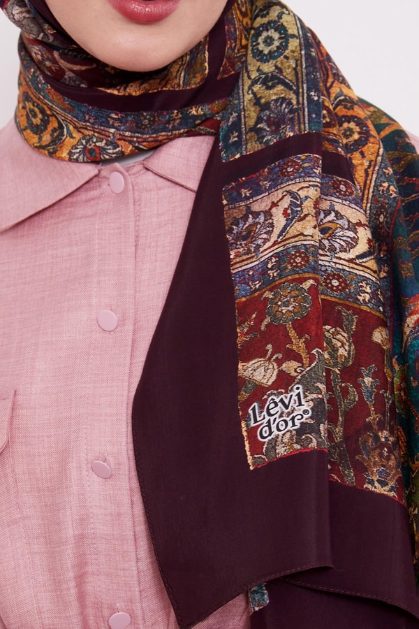 LevidorMürdüm Motif Desen Royal Şal