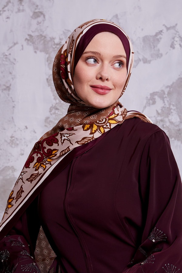 LevidorMürdüm Papatya Desen Royal Şal