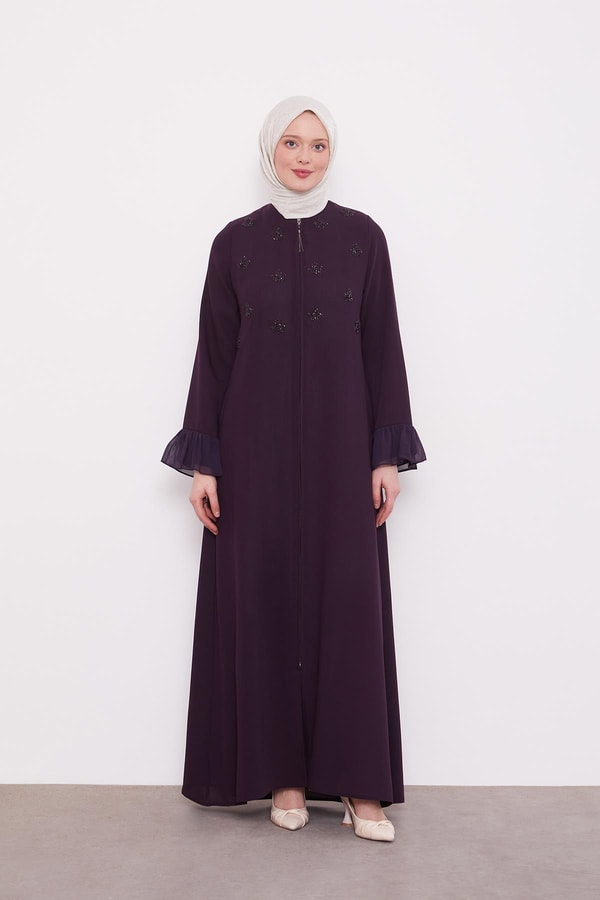 LevidorMürdüm Taş İşlemeli Ferace