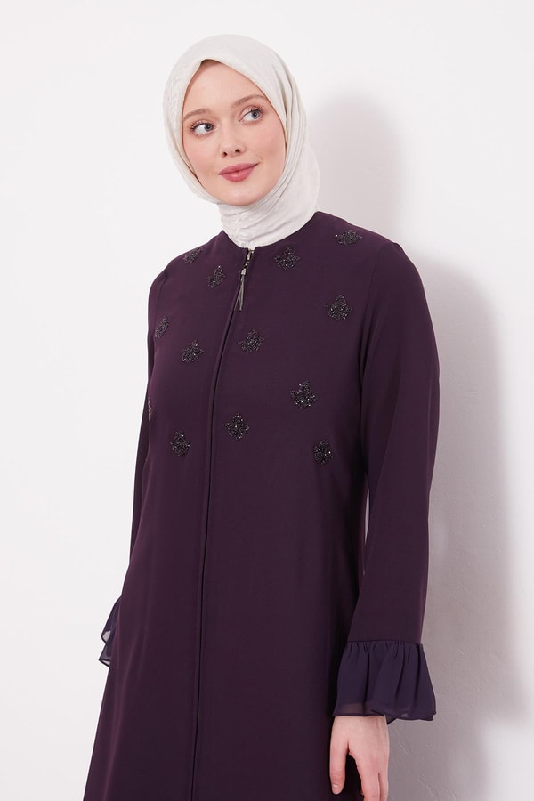 LevidorMürdüm Taş İşlemeli Ferace