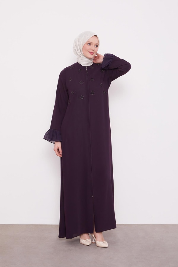 LevidorMürdüm Taş İşlemeli Ferace