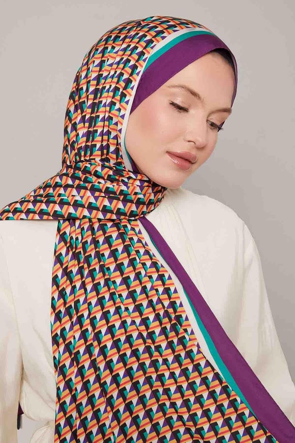 LevidorMürdüm Üç Boyut Desen Club Şal