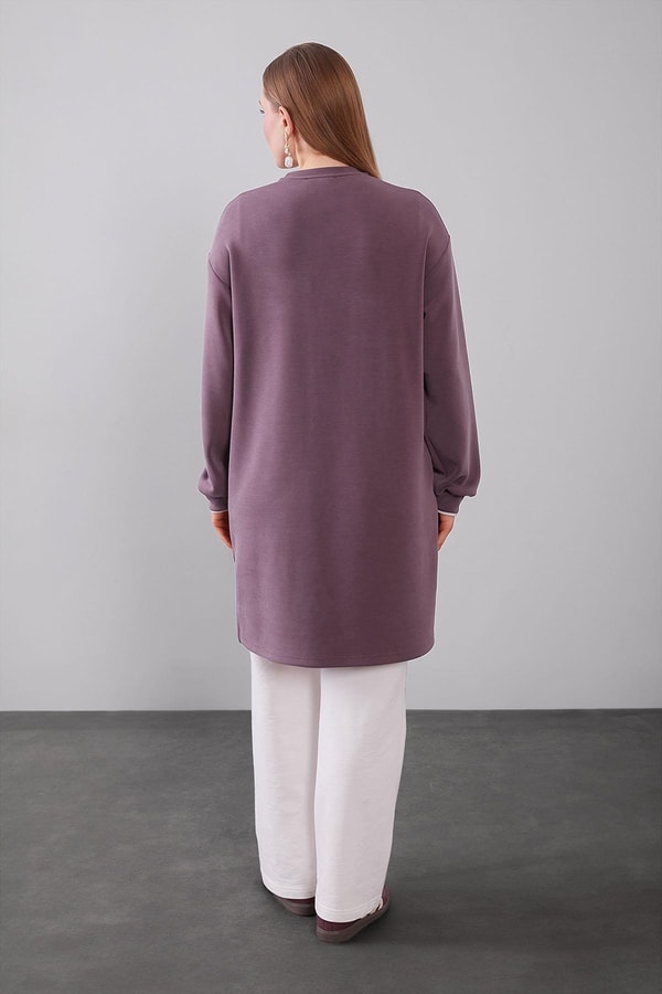 LevidorMürdüm Üç Boyutlu Gül Detaylı Sweat