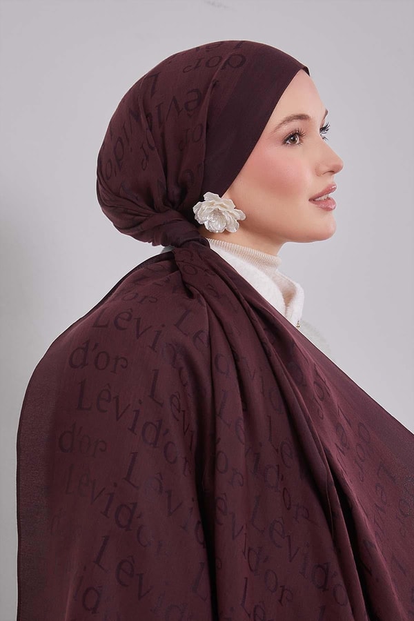 LevidorMürdüm Yazı Baskılı Naia Jakar Şal