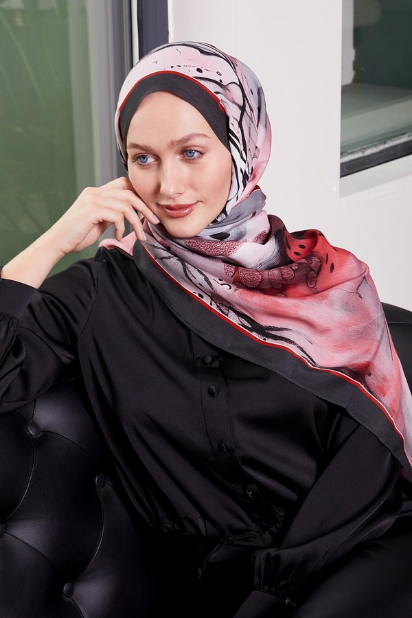 LevidorNar Çiçeği Ebruli Desen Royal Şal