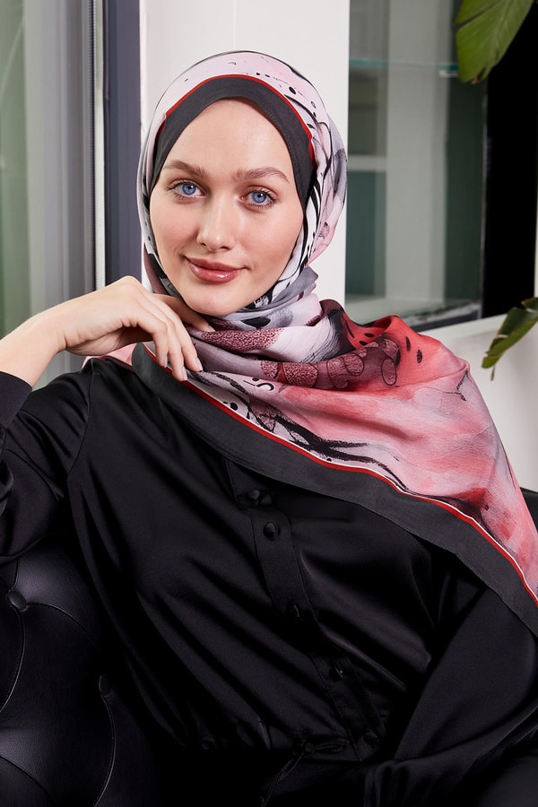 LevidorNar Çiçeği Ebruli Desen Royal Şal