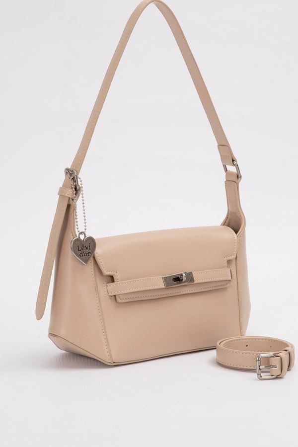 LevidorNude Kalp Aksesuar Detaylı Omuz Çantası