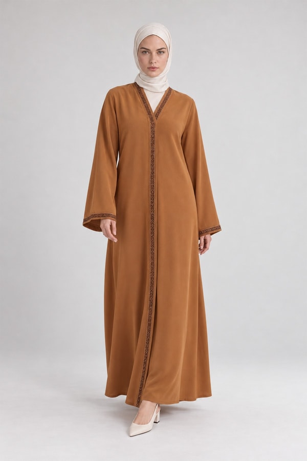 LevidorÖnü Taşlı Ferace Camel