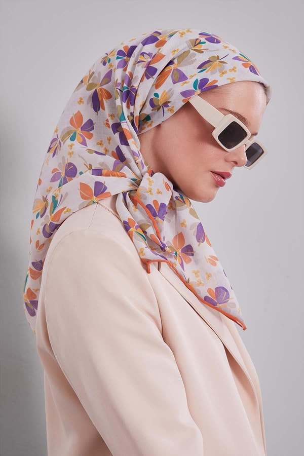 LevidorOranj Çiçek Desen Soft Eşarp