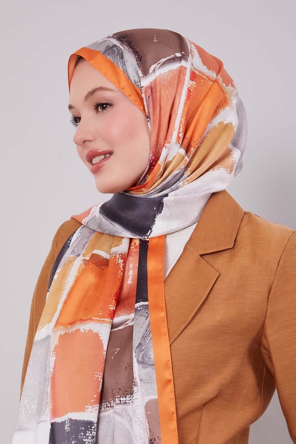 LevidorOranj Dama Desen Twill Şal