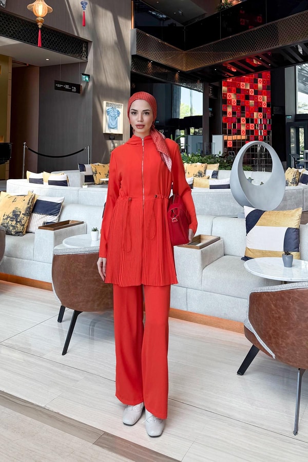 LevidorOranj Kapusonlu Beli İp Buzgulu İkili Takım