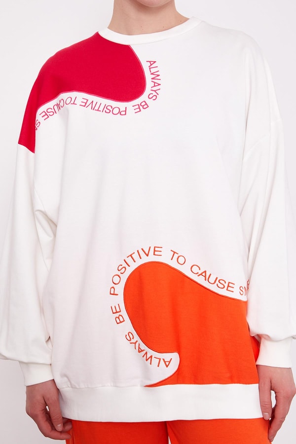 LevidorOranj Omuz Detaylı Sweat